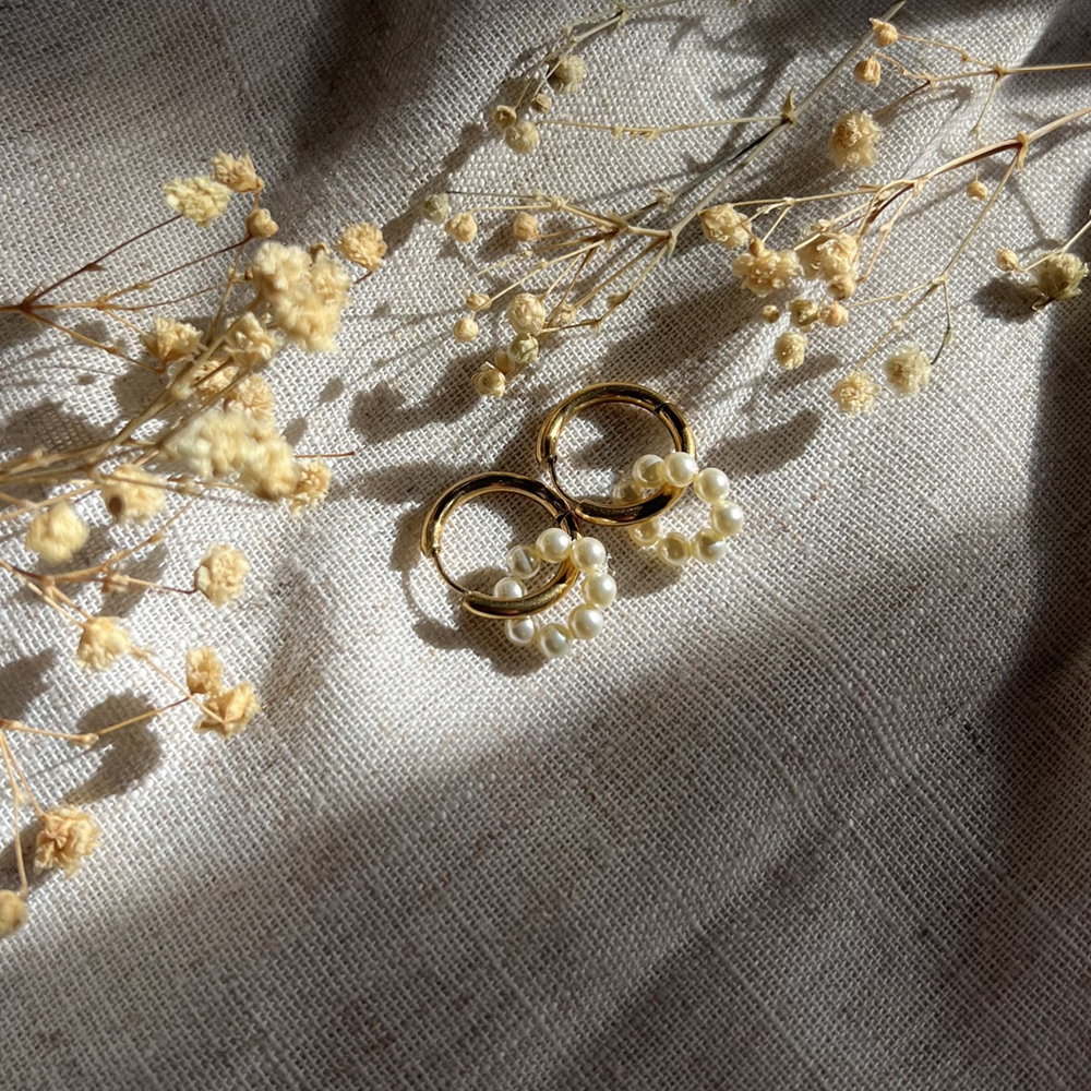 Boucles d'oreilles créoles avec perles en cristal