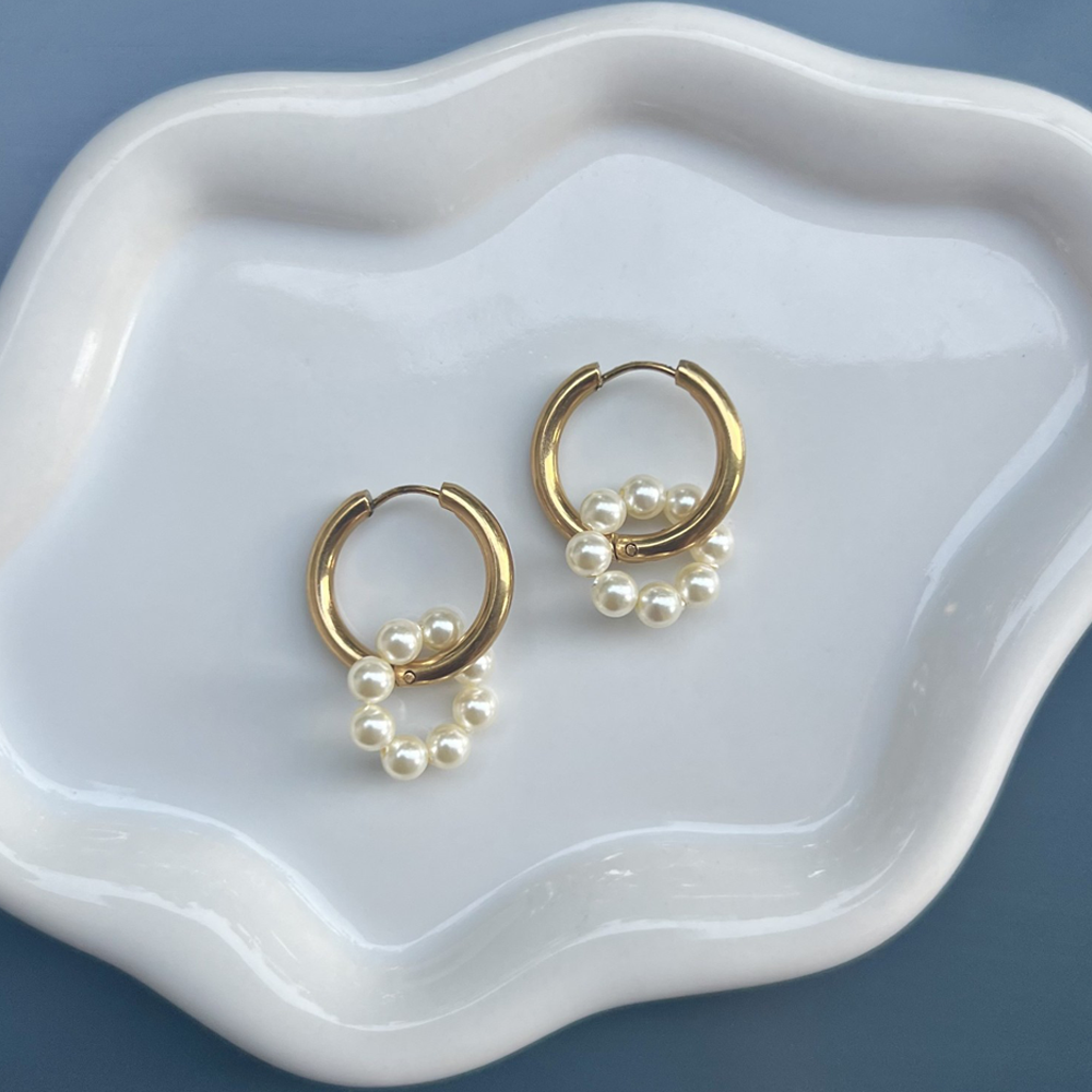 Boucles d'oreilles créoles avec perles en cristal