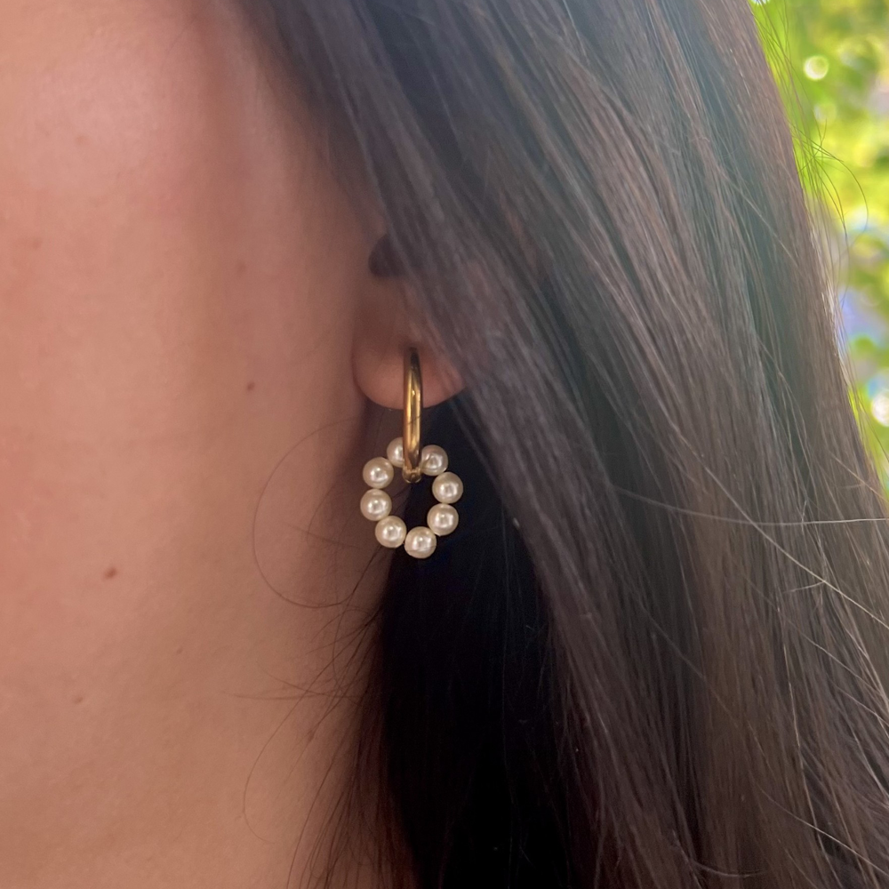 Boucles d'oreilles créoles avec perles en cristal