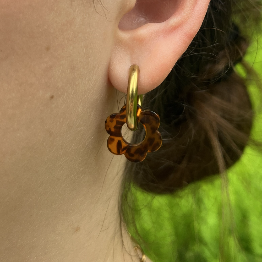 boucles d'oreilles créoles marron tacheté