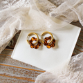 boucles d'oreilles créoles marron tacheté