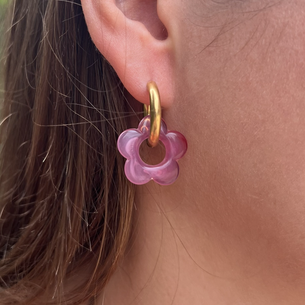 boucles d'oreilles creoles rose