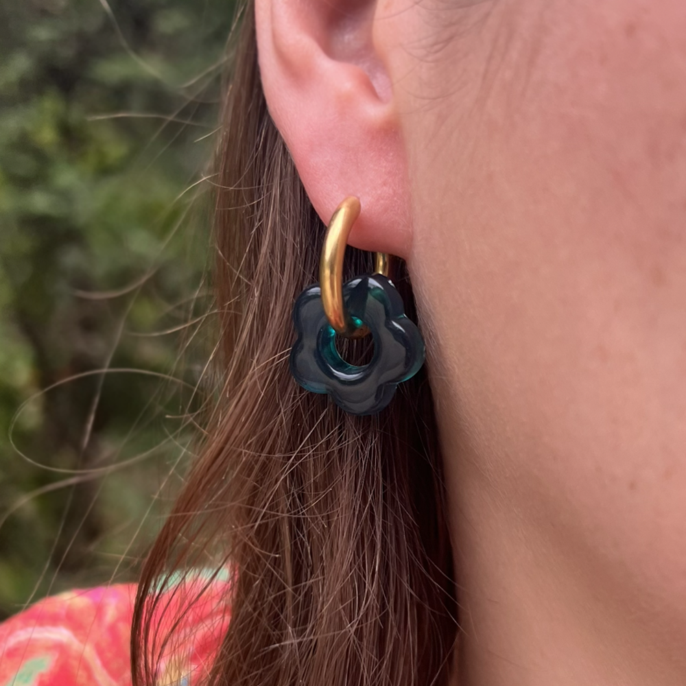 boucles d'oreilles créoles turquoise