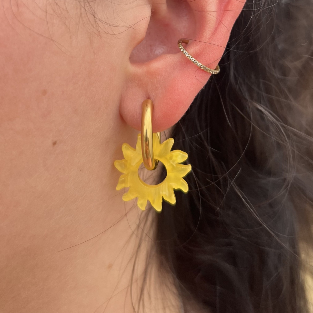 boucles d'oreilles créoles soleil capri acier inoxydable