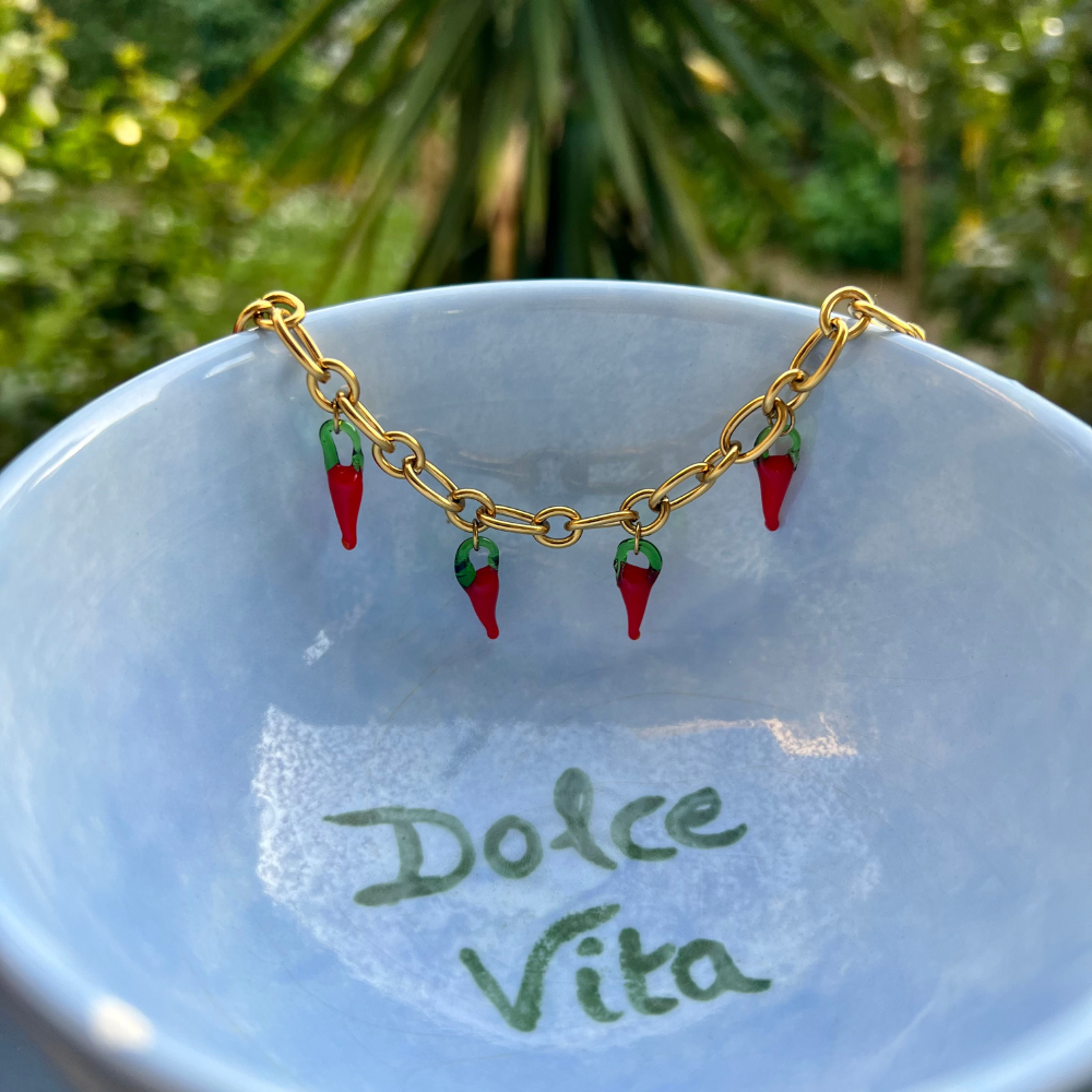bracelet napoli piments acier inoxydable coupelle