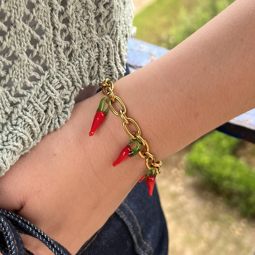 bracelet napoli piments acier inoxydable porté