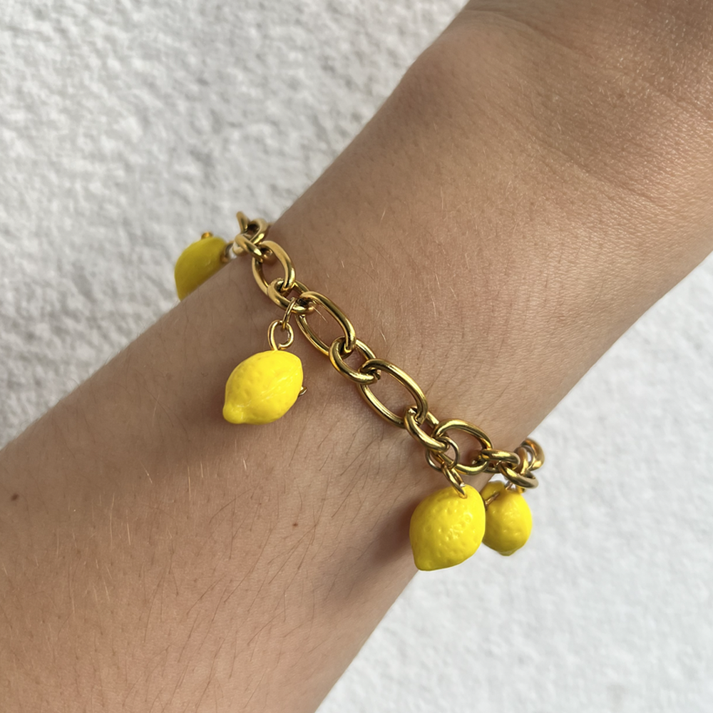 bracelet positano citrons acier inoxydable porté