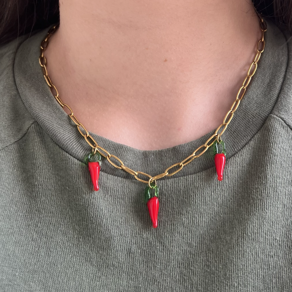 collier napoli piment acier inoxydable porté